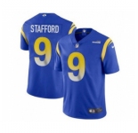 Men's Los Angeles Rams #9 Matthew Stafford Blue Bone Stitched Football Limited Jersey