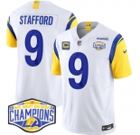 Men's Los Angeles Rams #9 Matthew Stafford White 2024 NFC West Champions With 4-Star C Patch F.U.S.E. Vapor Untouchable Stitched Football Jersey