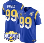 Men's Los Angeles Rams #99 Aaron Donald Blue 2024 NFC West Champions With 4-Star C Patch F.U.S.E. Vapor Untouchable Stitched Football Jersey