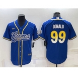 Men's Los Angeles Rams #99 Aaron Donald Blue Stitched Cool Base Nike Baseball Jersey