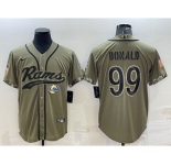 Men's Los Angeles Rams #99 Aaron Donald Olive 2022 Salute to Service Cool Base Stitched Baseball Jersey
