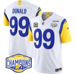 Men's Los Angeles Rams #99 Aaron Donald White 2024 NFC West Champions With 4-Star C Patch F.U.S.E. Vapor Untouchable Stitched Football Jersey