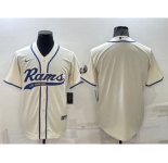 Men's Los Angeles Rams Blank Cream Stitched MLB Cool Base Nike Baseball Jersey