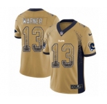 Men's Nike Los Angeles Rams #13 Kurt Warner Limited Gold Rush Drift Fashion NFL Jersey