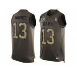 Men's Nike Los Angeles Rams #13 Kurt Warner Limited Green Salute to Service Tank Top NFL Jersey