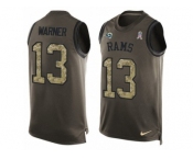 Men's Nike Los Angeles Rams #13 Kurt Warner Limited Green Salute to Service Tank Top NFL Jersey