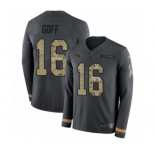 Men's Nike Los Angeles Rams #16 Jared Goff Limited Black Salute to Service Therma Long Sleeve NFL Jersey