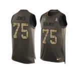 Men's Nike Los Angeles Rams #75 Deacon Jones Limited Green Salute to Service Tank Top NFL Jersey