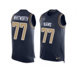 Men's Nike Los Angeles Rams #77 Andrew Whitworth Limited Navy Blue Player Name & Number Tank Top NFL Jersey