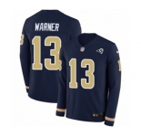 Nike Los Angeles Rams #13 Kurt Warner Limited Navy Blue Therma Long Sleeve NFL Jersey