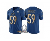 Men Carolina Panthers #59 Luke Kuechly NFC 2017 Pro Bowl Blue Gold Limited Jersey