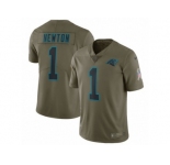 Men Nike Carolina Panthers #1 Cam Newton Limited Olive 2017 Salute to Service NFL Jersey