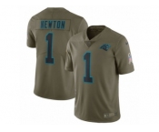 Men Nike Carolina Panthers #1 Cam Newton Limited Olive 2017 Salute to Service NFL Jersey