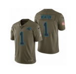 Men Nike Carolina Panthers #1 Cam Newton Olive 2017 Salute to Service Limited Jerseys