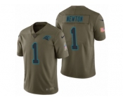 Men Nike Carolina Panthers #1 Cam Newton Olive 2017 Salute to Service Limited Jerseys