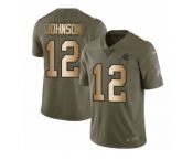 Men Nike Carolina Panthers #12 Charles Johnson Limited Olive Gold 2017 Salute to Service NFL Jersey