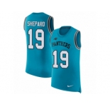 Men Nike Carolina Panthers #19 Russell Shepard Blue Rush Player Name & Number Tank Top NFL Jersey