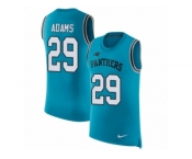 Men Nike Carolina Panthers #29 Mike Adams Blue Rush Player Name & Number Tank Top NFL Jersey