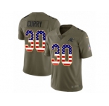 Men Nike Carolina Panthers #30 Stephen Curry Limited Olive USA Flag 2017 Salute to Service NFL Jersey