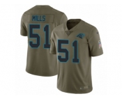 Men Nike Carolina Panthers #51 Sam Mills Limited Olive 2017 Salute to Service NFL Jersey