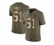 Men Nike Carolina Panthers #51 Sam Mills Limited Olive Gold 2017 Salute to Service NFL Jersey