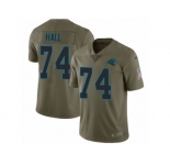 Men Nike Carolina Panthers #74 Daeshon Hall Limited Olive 2017 Salute to Service NFL Jersey