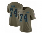 Men Nike Carolina Panthers #74 Daeshon Hall Limited Olive 2017 Salute to Service NFL Jersey