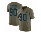 Men Nike Carolina Panthers #90 Julius Peppers Limited Olive 2017 Salute to Service NFL Jersey