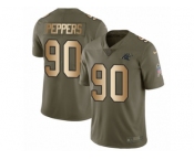 Men Nike Carolina Panthers #90 Julius Peppers Limited Olive Gold 2017 Salute to Service NFL Jerse