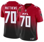 Men's Atlanta Falcons #70 Jake Matthews Red Black 2025 F.U.S.E With 4-Star C Patch Vapor Untouchable Limited Football Stitched Jersey