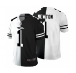 Men's Carolina Panthers #1 Cam Newton Black V White Peace Split Vapor Untouchable Limited Football Jersey