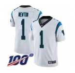 Men's Carolina Panthers #1 Cam Newton White Vapor Untouchable Limited Player 100th Season Football Jersey