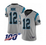 Men's Carolina Panthers #12 DJ Moore Silver Inverted Legend Limited 100th Season Football Jersey