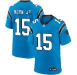 Men's Carolina Panthers #15 Jimmy Horn Jr Blue 2025 Vapor Limited Stitched Football Jersey