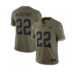 Men's Carolina Panthers #22 Christian McCaffrey 2022 Olive Salute To Service Limited Stitched Jersey
