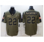 Men's Carolina Panthers #22 Christian McCaffrey Nike Olive 2021 Salute To Service Limited Player Jersey