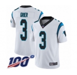 Men's Carolina Panthers #3 Will Grier White Vapor Untouchable Limited Player 100th Season Football Jersey