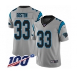 Men's Carolina Panthers #33 Tre Boston Silver Inverted Legend Limited 100th Season Football Jersey