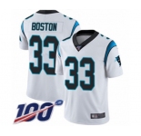 Men's Carolina Panthers #33 Tre Boston White Vapor Untouchable Limited Player 100th Season Football Jersey