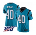 Men's Carolina Panthers #40 Alex Armah Limited Blue Rush Vapor Untouchable 100th Season Football Jersey