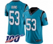 Men's Carolina Panthers #53 Brian Burns Limited Blue Rush Vapor Untouchable 100th Season Football Jersey