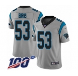 Men's Carolina Panthers #53 Brian Burns Silver Inverted Legend Limited 100th Season Football Jersey