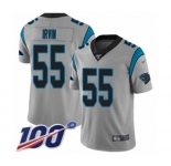 Men's Carolina Panthers #55 Bruce Irvin Silver Inverted Legend Limited 100th Season Football Jersey