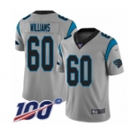 Men's Carolina Panthers #60 Daryl Williams Silver Inverted Legend Limited 100th Season Football Jersey