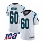 Men's Carolina Panthers #60 Daryl Williams White Vapor Untouchable Limited Player 100th Season Football Jersey