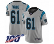 Men's Carolina Panthers #61 Matt Paradis Silver Inverted Legend Limited 100th Season Football Jersey