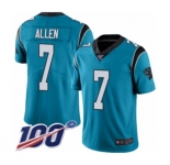 Men's Carolina Panthers #7 Kyle Allen Limited Blue Rush Vapor Untouchable 100th Season Football Jersey