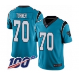 Men's Carolina Panthers #70 Trai Turner Blue Alternate Vapor Untouchable Limited Player 100th Season Football Jersey