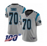 Men's Carolina Panthers #70 Trai Turner Silver Inverted Legend Limited 100th Season Football Jersey
