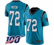 Men's Carolina Panthers #72 Taylor Moton Limited Blue Rush Vapor Untouchable 100th Season Football Jersey
